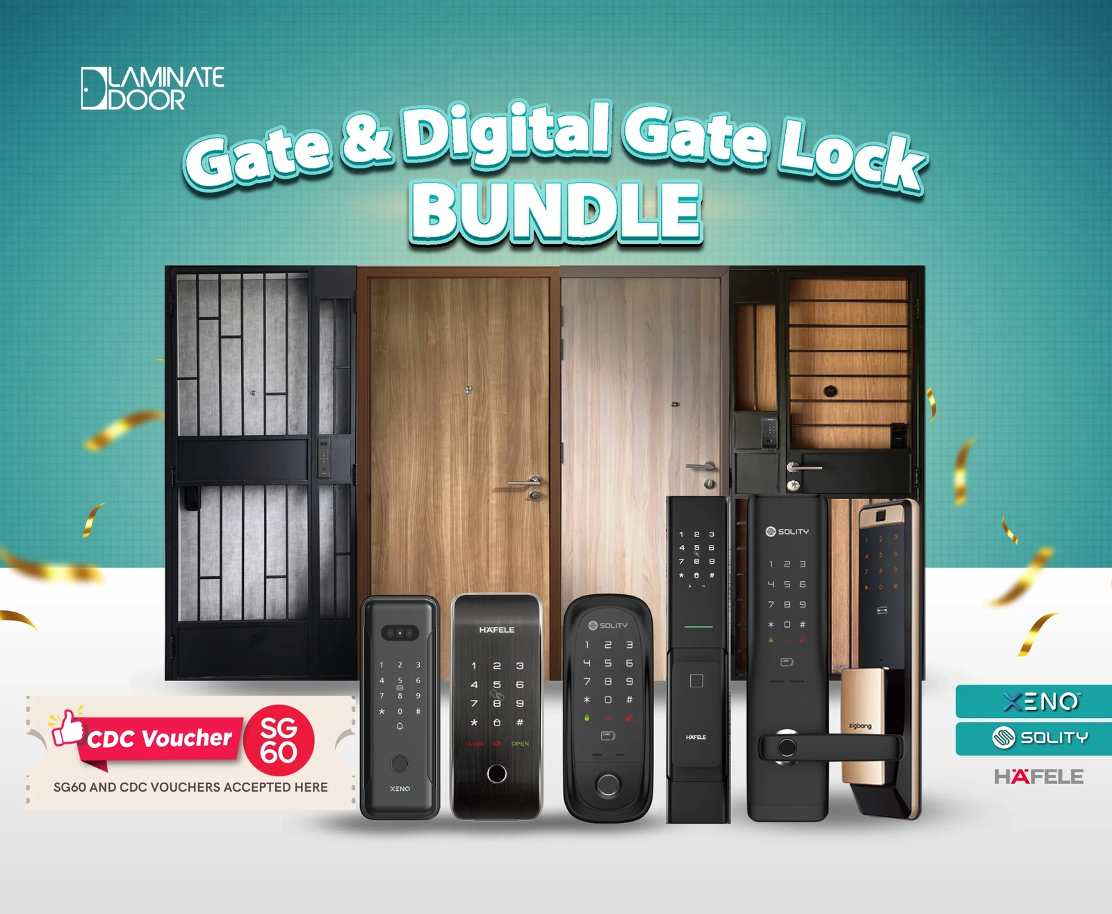 sg 60 voucher applied for door gate and digital lock bundle